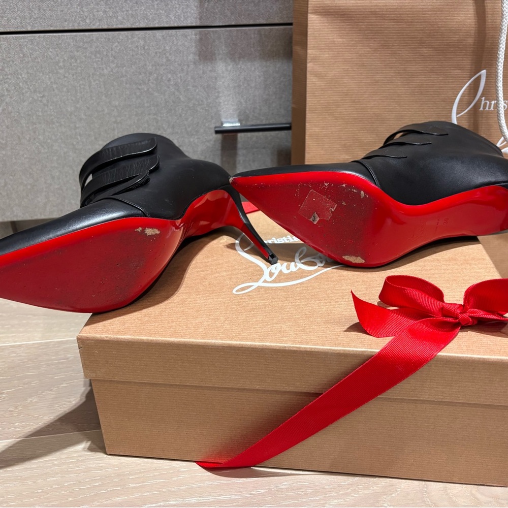 Christian Louboutin Triniboot Black Leather Ankle Booties - Picture 2 of 2